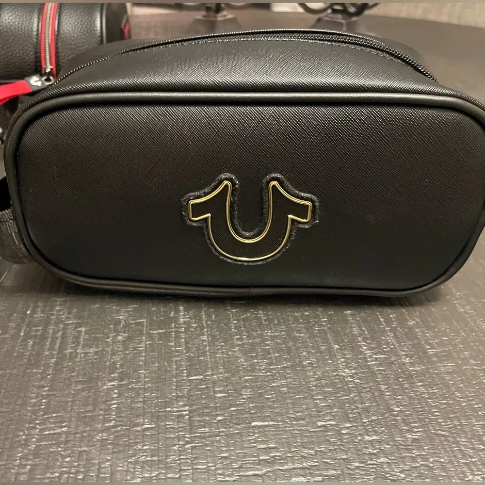 True Religion Black and Gold Toiletry Bag
